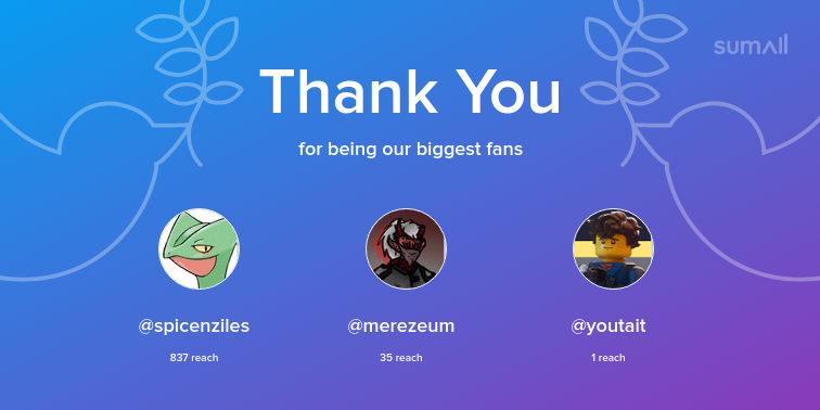 melvin_sneedly's tweet photo. Our biggest fans this week: @spicenziles, @merezeum, @youtait. Thank you! via https://t.co/eXhJNedkNQ https://t.co/cVVUFrND0x