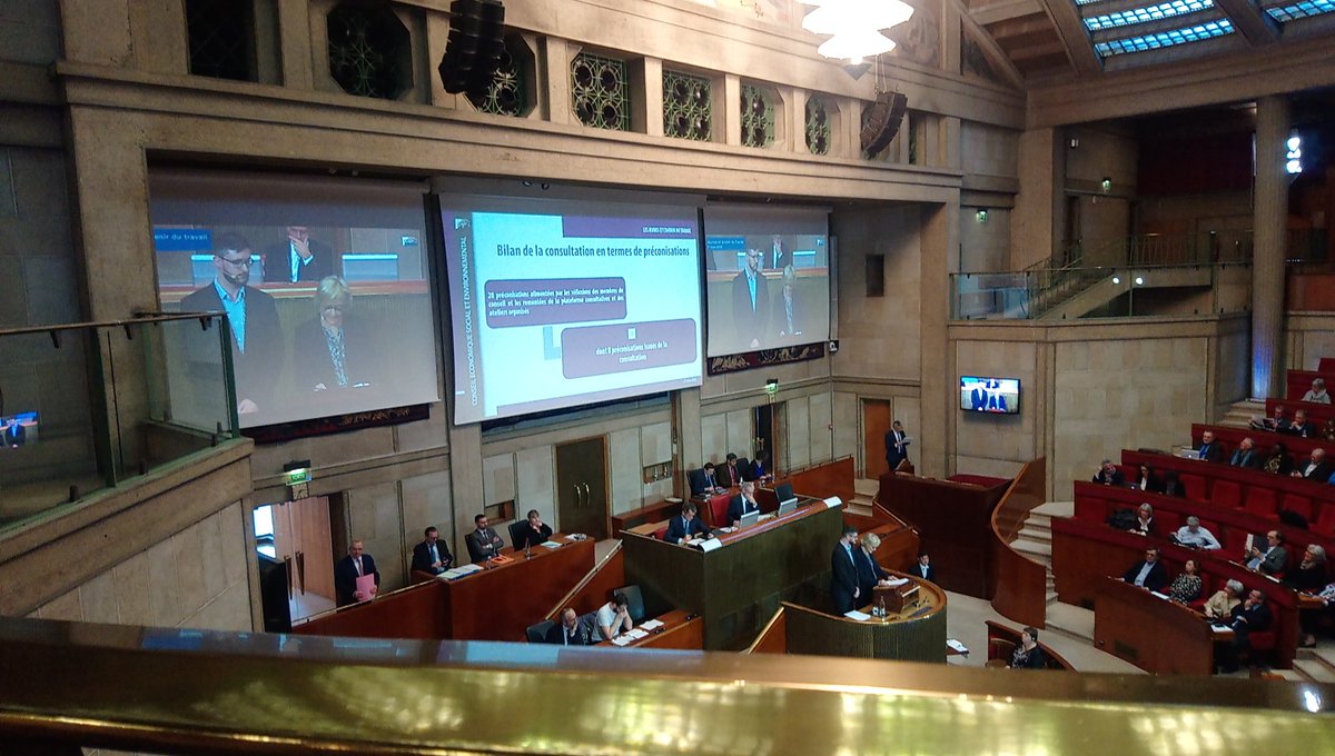 Aline_Scouarnec's tweet photo. En direct du Cese.. Pensons l avenir du travail #IAE #penicaud 
#RH #agrh #skillogs #iaecaen #cemu #UNICAEN https://t.co/yqR6p2kYYZ