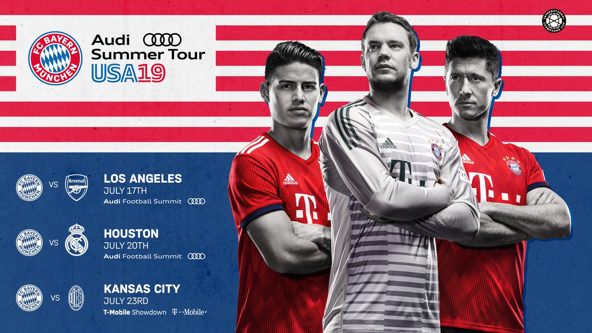 #FCBayern is coming back to 🇺🇸!

All the details: fc.bayern/FCBgoesUSA2019

#AudiFCBTour #VisitingFriends #ICC2019