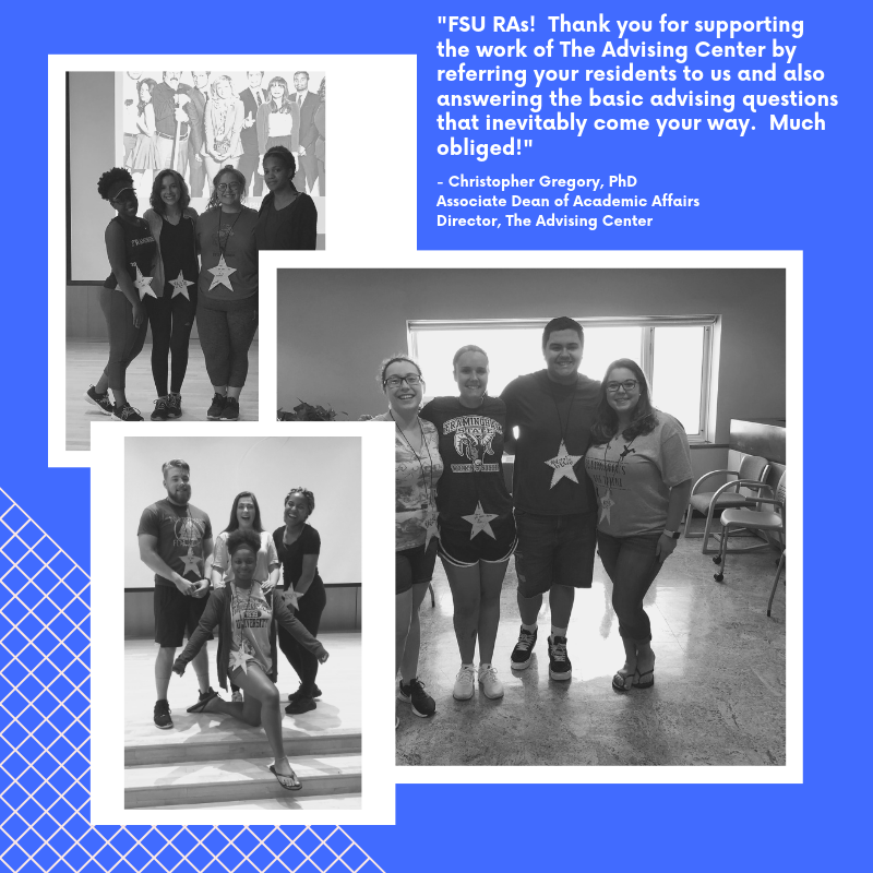 ResLifeFSU's tweet image. Our friends in @AdvisingFSU appreciate our RAs!