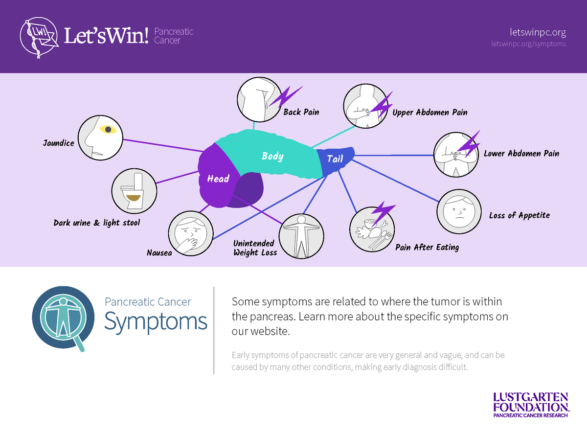 Let S Win Pancreatic Cancer On Twitter Pancreaticcancer Has Few Early Warning Signs Learn The Symptoms Today Https T Co Cnmod6fzrk