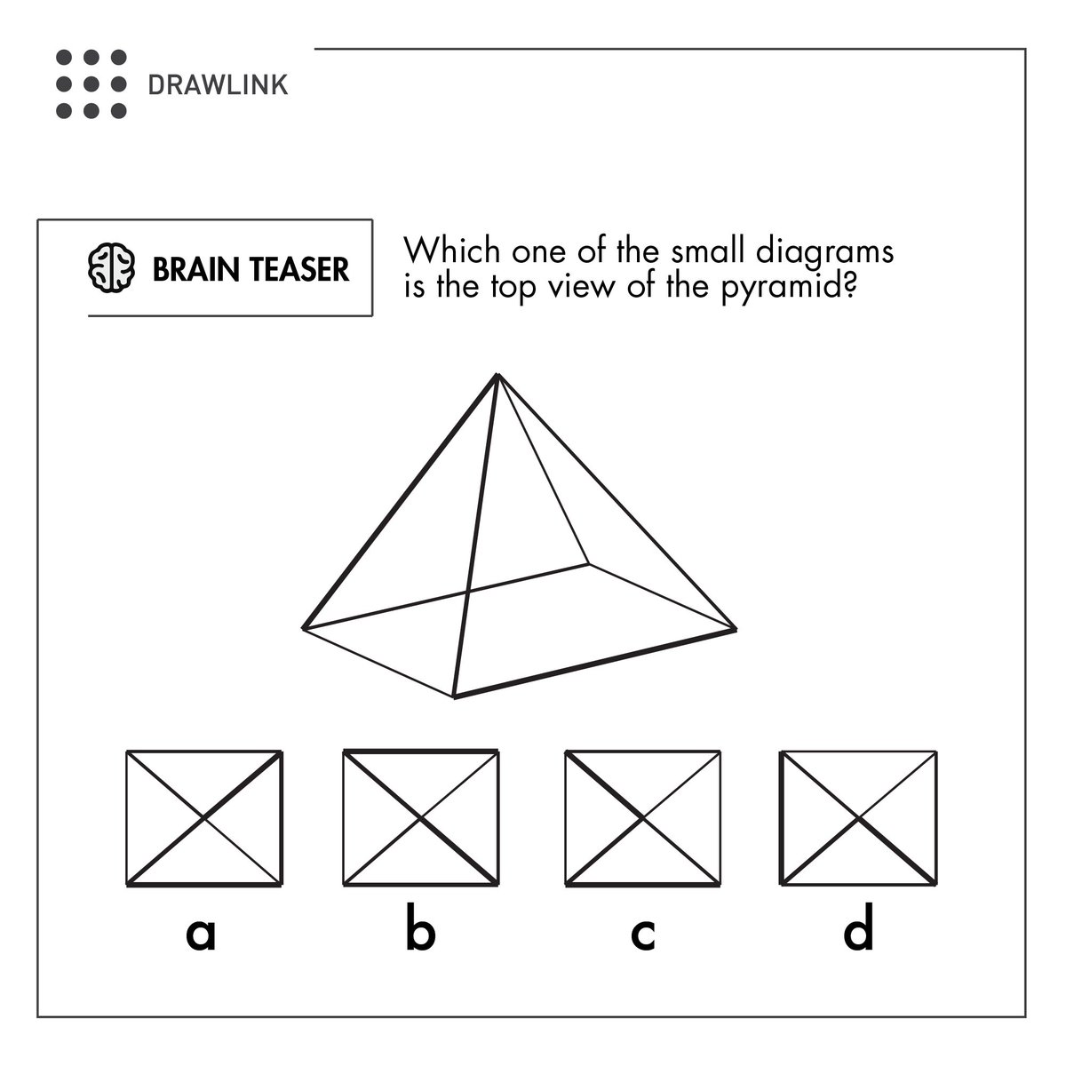 drawlinkco's tweet photo. Which one of the small diagrams is the top view of the pyramid?
#brain #teaser #game #fun #smart #brainteaser #drawlink #interior #design #architecture #fitout #dubai #athens #tunis #shanghai https://t.co/JwpkngLmq3