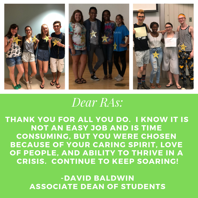 ResLifeFSU's tweet image. David Baldwin from the Dean of Students office appreciates the RAs!