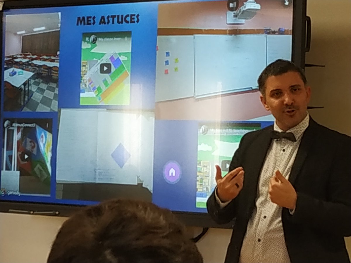StephaneLastere's tweet photo. #RADNUM Rencontres autour du numérique #Niort 
@Sebfranc3459 nous explique la démarche du #EduHacker 
Il arrive, au cours de son intervention, à associer agréablement contenu et convivialité ! 
👍 https://t.co/PfAukEeAci