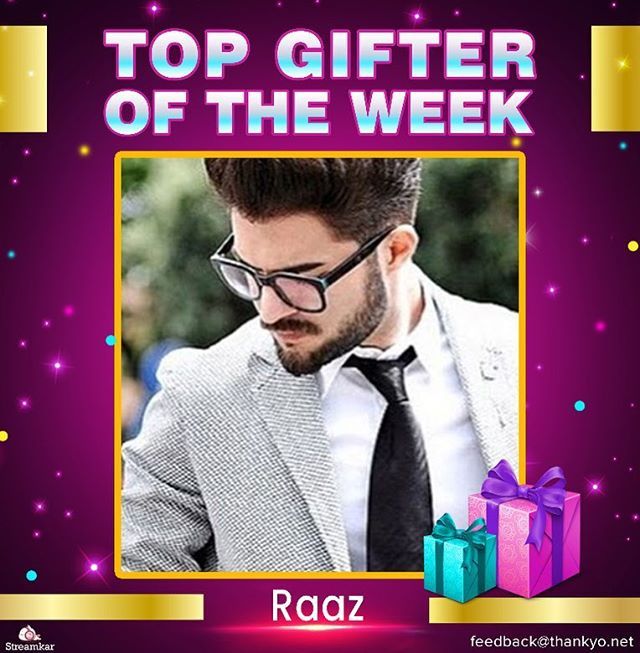 Streamkar_India's tweet photo. Meet our Top Gifter of the Week. 
Our very own RAAZ!👏👏 Streamkar appreciates you on such a brilliant performance for the whole week. Congratulations 🌟🌟🌟
You can also become the top gifter of Streamkar. Just follow the link:
https://t.co/JE5wAQZ1oB
.… https://t.co/iU5iUBN1RJ https://t.co/JD8CzC8PQI