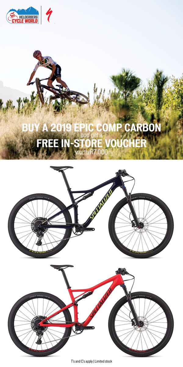Keep Epic fever alive!
To celebrate the amazing heroes and heroines of the Cape Epic we are offering you amazing deals on 2019 <a href="/SpecializedZA/">SpecializedZA</a> Epics 🚵🏼‍♂️🚵🏼‍♀️🚵🏼‍♂️
Offer valid while stocks last.