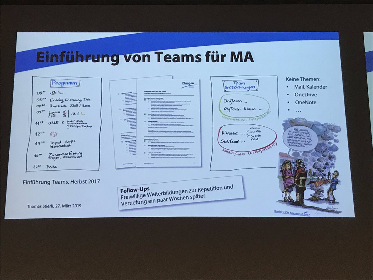 Tips und Tricks bei der Einführung von #Teams unterhaltsam vorgetragen von Thomas Stierli, Schulleiter Pfungen #ist19