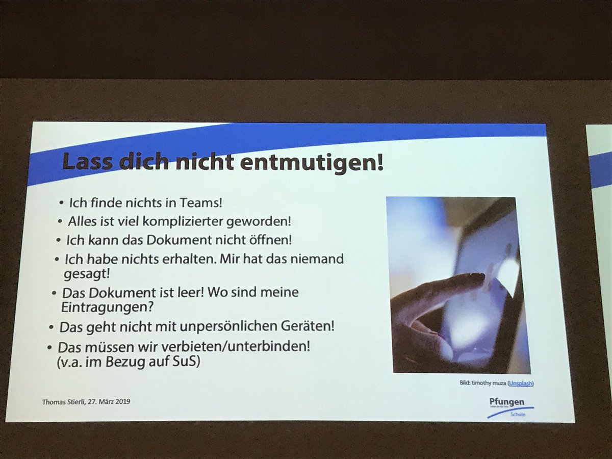 stollerschai's tweet photo. Tips und Tricks bei der Einführung von #Teams unterhaltsam vorgetragen von Thomas Stierli, Schulleiter Pfungen #ist19 https://t.co/xOhxXdVtQn