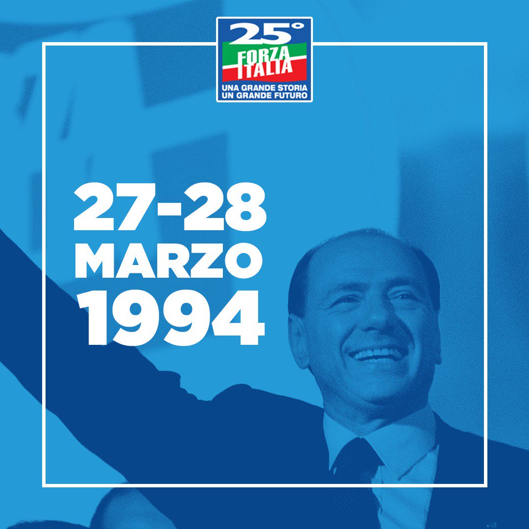 25 anni fa Silvio @Berlusconi vince per la prima volta le elezioni con Forza Italia e con il centrodestra, salvando il Paese dai post-comunisti. Oggi come allora la battaglia a difesa degli italiani e contro le forze irresponsabili e immature continua. 

#27marzo