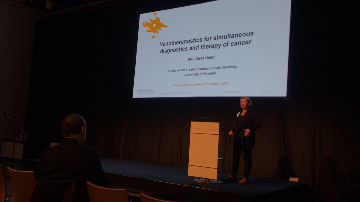 Prof. Anu Airaksinen now talking about <a href="/helsinkiuni/">University of Helsinki</a> <a href="/KumpulaScience/">Faculty of Science, University of Helsinki</a> <a href="/Radiochem_Unit/">University of Helsinki - Radiochemistry Unit</a> <a href="/TRIM_Helsinki/">TRIMteam</a> research on radiochemistry and nanomedicine. A great morning of science!