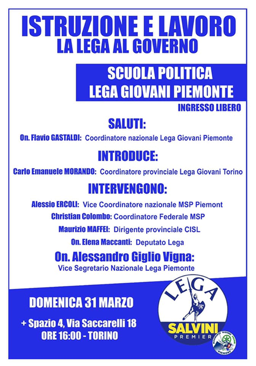 Domenica a #Torino parliamo di #giovani #lavoro e #futuro. Vi aspettiamo!