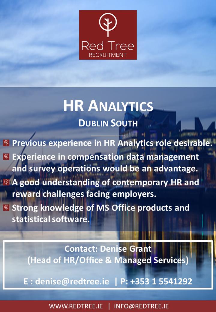redtreesocial's tweet photo. Denise Grant is recruiting a HR Analytics professional based in South Dublin - click here to apply today!

https://t.co/Qz0h9CPsR4

#HRAnalytics #HRAnalysis #HumanResources #HRjobsDublin #JobFairy https://t.co/DxYMW75BCJ