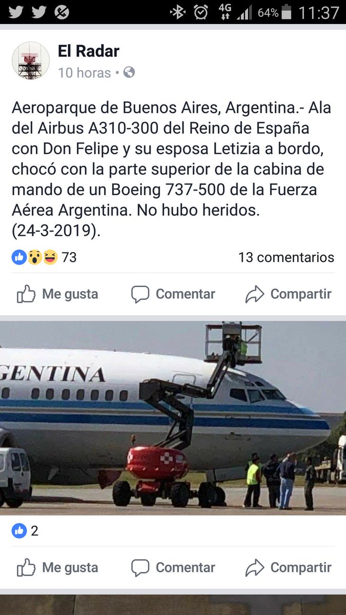 L'avio del Borbo es fot l'ostia en el aeroport de Buenos Aires.... Trucara al RACC???