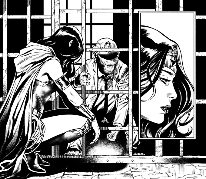 From Justice League Dark #6, Chimp and WW. Pencils by Dani Sampere, my inks. 