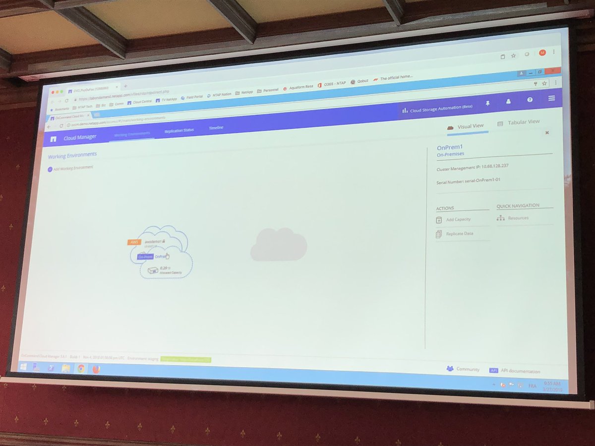 AnneECaillot's tweet photo. Time for demo @SCASICOMP et @NetAppCloud ! Graphique, intuitif et complet, alors ready for le #Cloud ? https://t.co/kEevg255kD