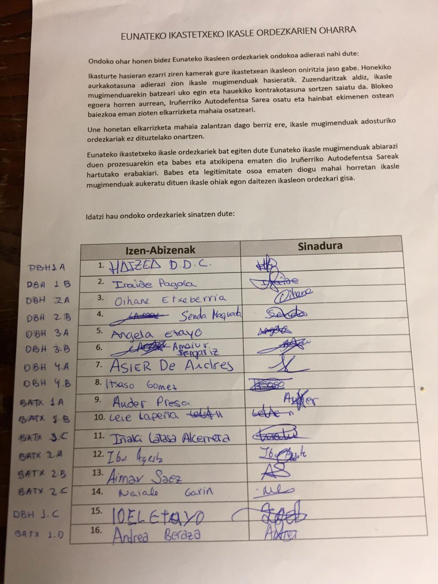 ADI! 🔴🔴🔴
Eunateko ikasle ordezkariek ondoko adierazpena egin dute. Eunateko ikasle mugimenduarekin eta IASekin bat eginez, babesa ematen diote elkarrizketa mahaia osatzeko aukeratu diren ikasle ohiei.

Kamerak Eunatetik at!
