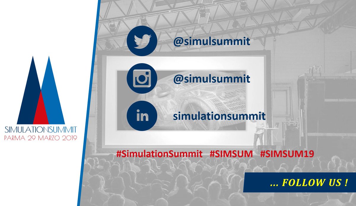SimulSummit's tweet image. -2 giorni alla prima edizione del Simulation Summit - guest event di MECSPE (Parma, 28-30/03/2019) 👉🏻👉🏻 Seguici sui nostri canali #social !! #SimulationSummit #SIMSUM #SIMSUM19 #SimulationFriday | #CAE #FEM #CFD #DEM #MBS #EMAG #MOULD #OPT #Simulation #STEM #Engineering