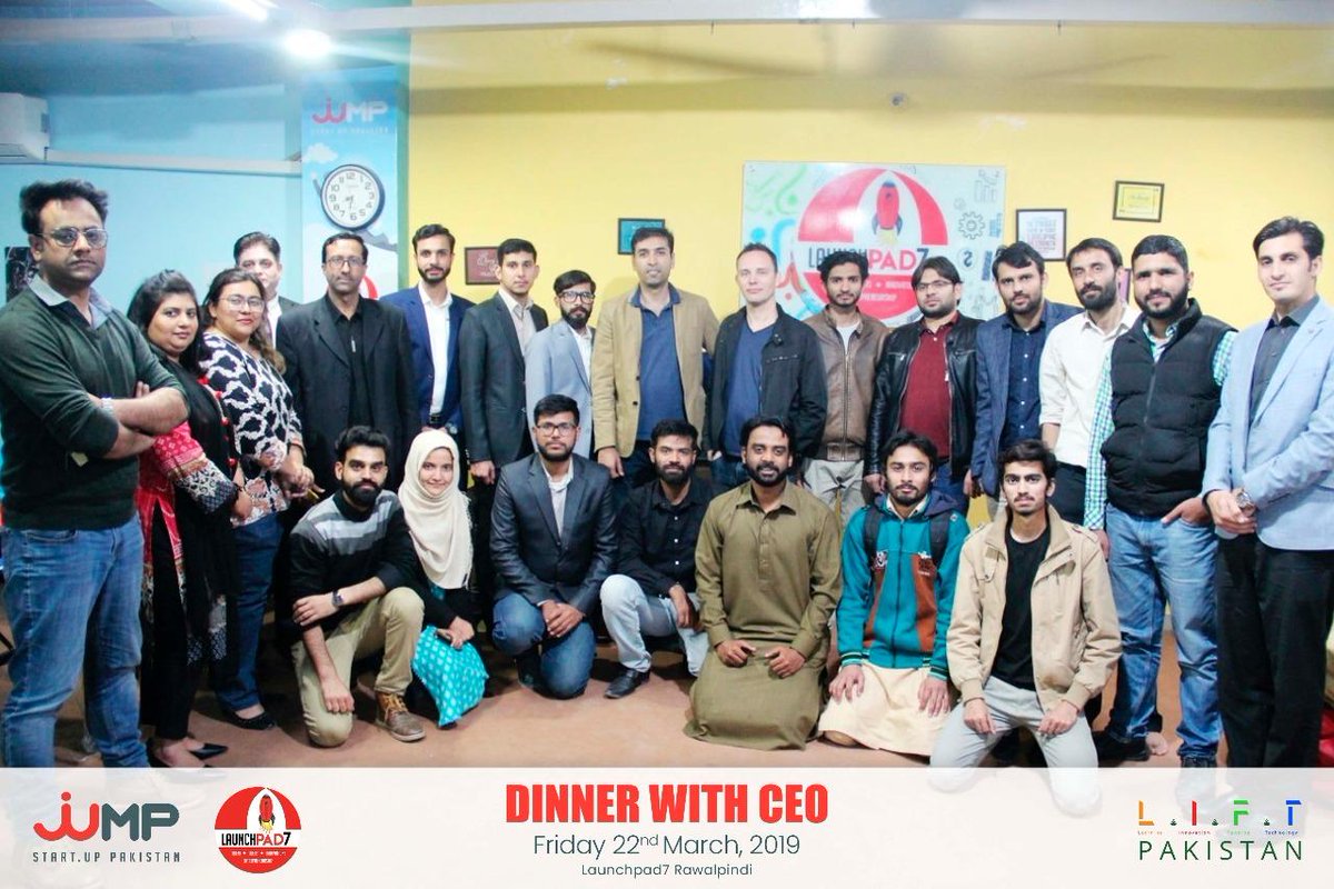 JumpStartPk's tweet photo. Dinner With CEO(Mr. Khurram Zuberi and Marco Spijkerman). Jumpstart Pakistan team, participants and guests together in one frame.
#JumpstartPakistan
#DinnerWithCEO https://t.co/SPiYUQxlX4