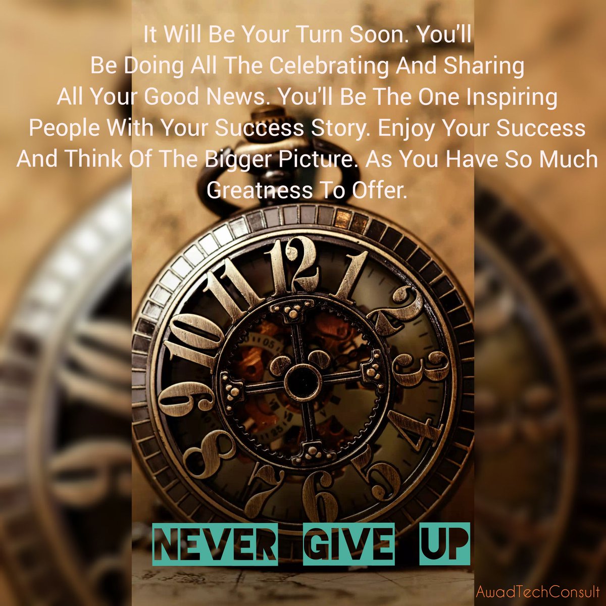 Awadtechconsult's tweet photo. NEVER GIVE UP

It Will Be Your Turn Soon. You'll Be Doing All The Celebrating And Sharing All Your Good News. You'll Be The One Inspiring People With Your Success Story. Enjoy Your Process And Think Of The Bigger Picture. 
As You Have So Much Greatness To Offer, Never Give Up. https://t.co/2NdCaM4IdR