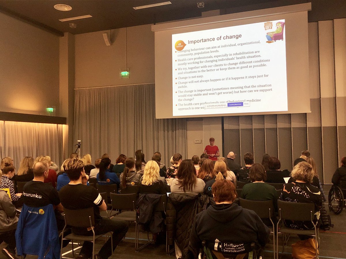 Anu Salpakoski (@anusalpakoski) on Twitter photo Changing behaviours are also needed when digitalising rehabilitation. <a href="/annesode/">Anne Söderlund</a> <a href="/Peurunka/">Peurunka</a> <a href="/RIS_JYU/">Research and Innovation Services at JYU</a> #digiloikkakuntoutuksessa #rehabilitation #eHealth #mhealth Changing behaviours are also needed when digitalising rehabilitation. <a href="/annesode/">Anne Söderlund</a> <a href="/Peurunka/">Peurunka</a> <a href="/RIS_JYU/">Research and Innovation Services at JYU</a> #digiloikkakuntoutuksessa #rehabilitation #eHealth #mhealth