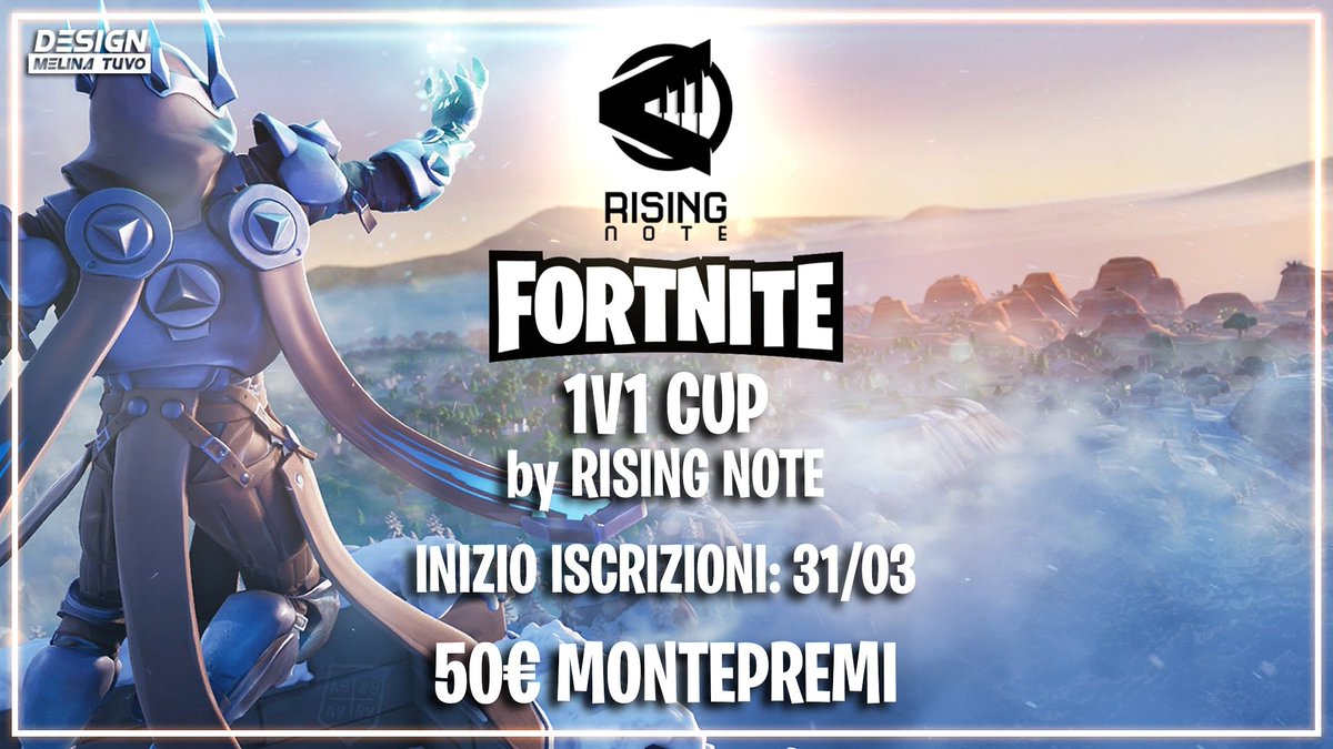 Annunciamo oggi la Fortnite 1v1 Cup by Rising Note, il primo torneo di #Fortnite creato dalla nostra associazione!

Restate sintonizzati nei nostri social, il 31 apriremo le iscrizioni!

Montepremi: 50€
Formato: 1v1 Parco Giochi
Data inizio torneo: 7 aprile