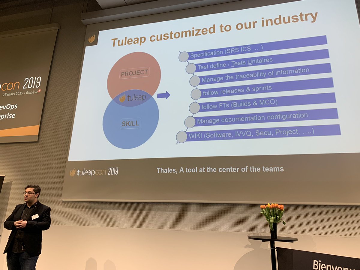matemaz's tweet image. La jonctions des deux mondes. Skills et projet via #tuleap vu PR Raphaël Hiet de Thales à la Tuleapcon 2019 Genève