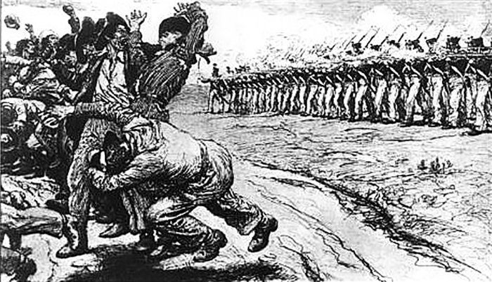MilHistNow's tweet photo. On this day in 1836, Mexican troops under the command of Antonio Lopez de Santa Anna slaughter nearly 350 Texan prisoners after the Battle of Goliad. https://t.co/3oZvEs88rb
