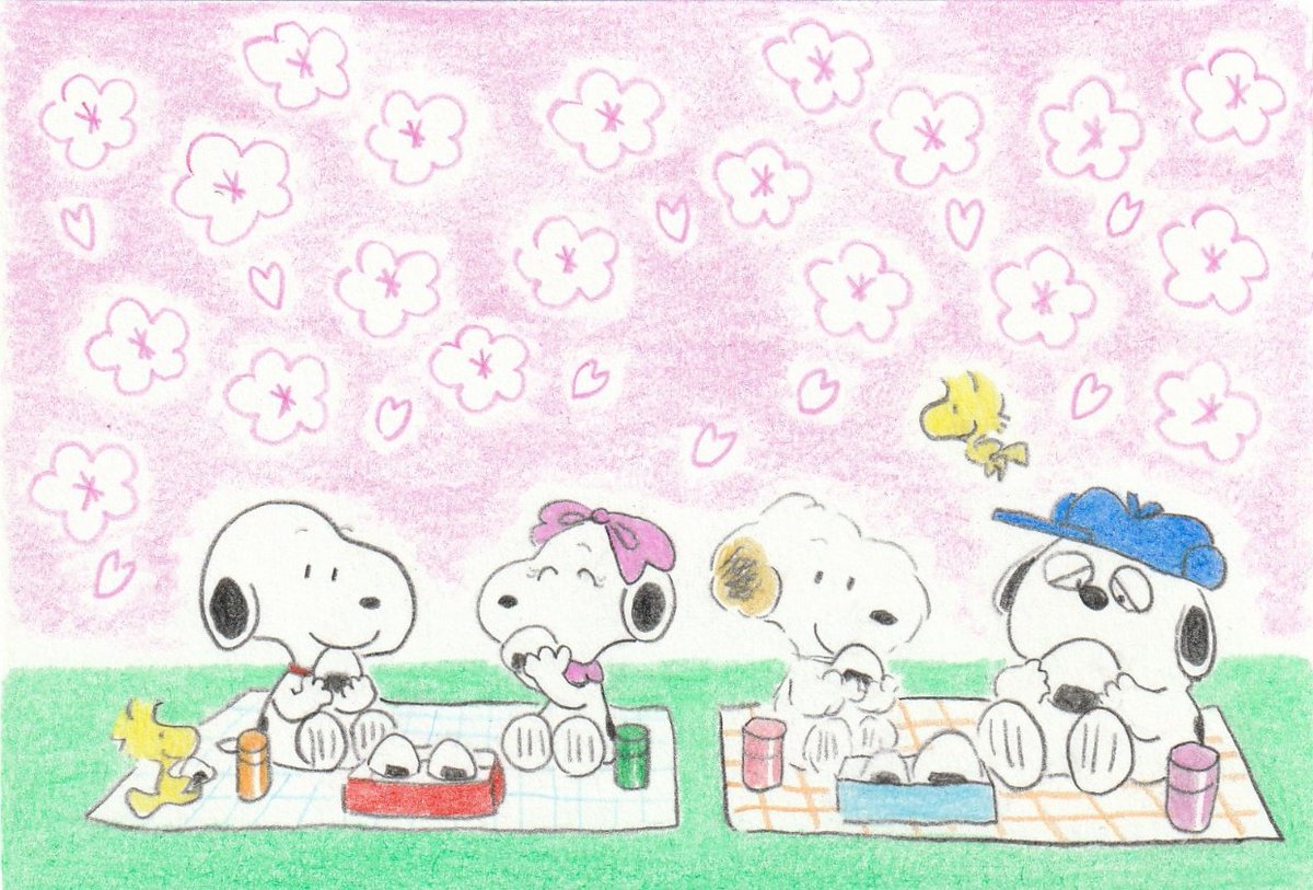 お花見 イラスト スヌーピー Illustration Snoopy Simaの漫画