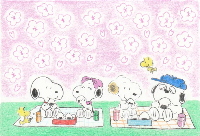 お花見 #イラスト #スヌーピー #Illustration #Snoopy 