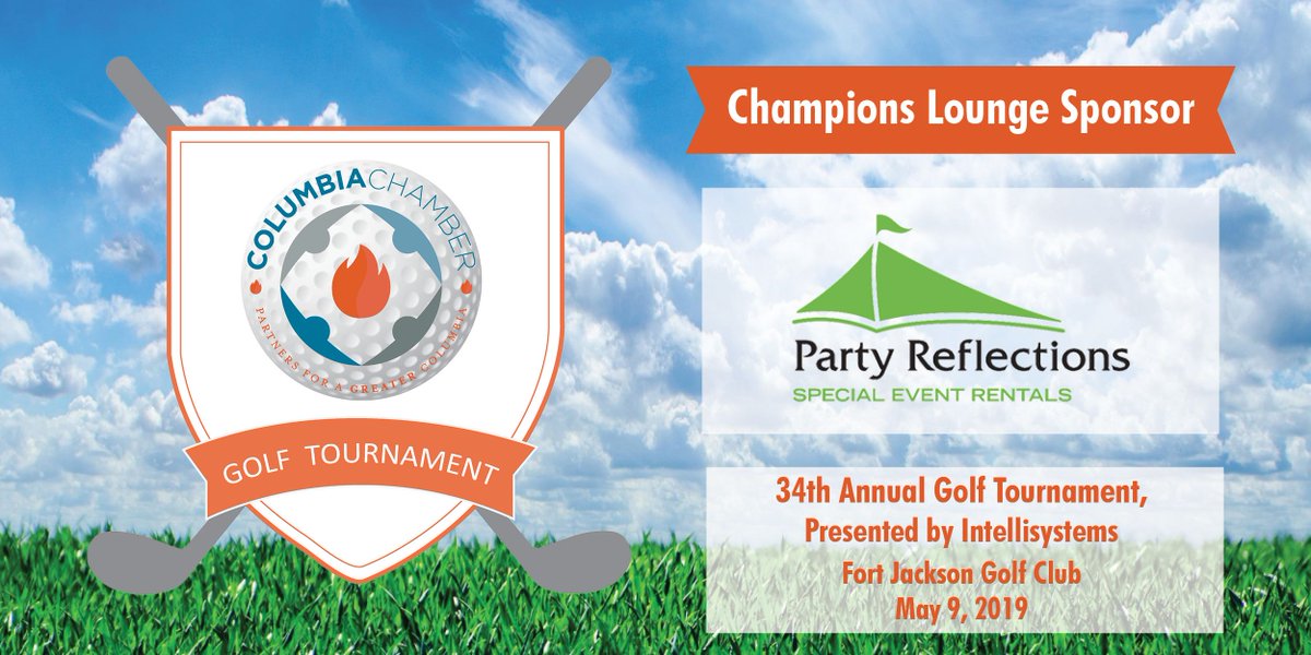 ColaChamber's tweet photo. Thank you @PartyReflection for being one of the Champions Lounge Sponsors for the 34th Annual Golf Tournament, presented by @kevwade01/ Intellisystems! 
This brand new area will be a 🏌️hit🏌️ with our golfers! Don't miss it!
Register Now >>> https://t.co/ILDVaPxTQD
#ColaGolf https://t.co/i8rRjVQuxh
