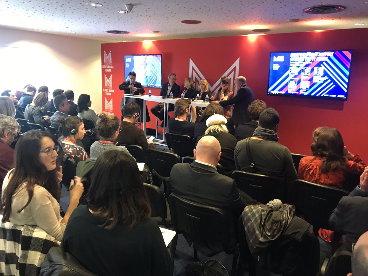 julie_jeanne's tweet photo. Panel about European support schemes for TV series with Alice Delalande from @LeCNC, @edithsepp from #EFI Peter Dinges from #FFA, Agnieszka Moody @BFI and Martin Dawson @MEDIAprogEU and moderated by @michaelgubbins https://t.co/u8AFc89aAj