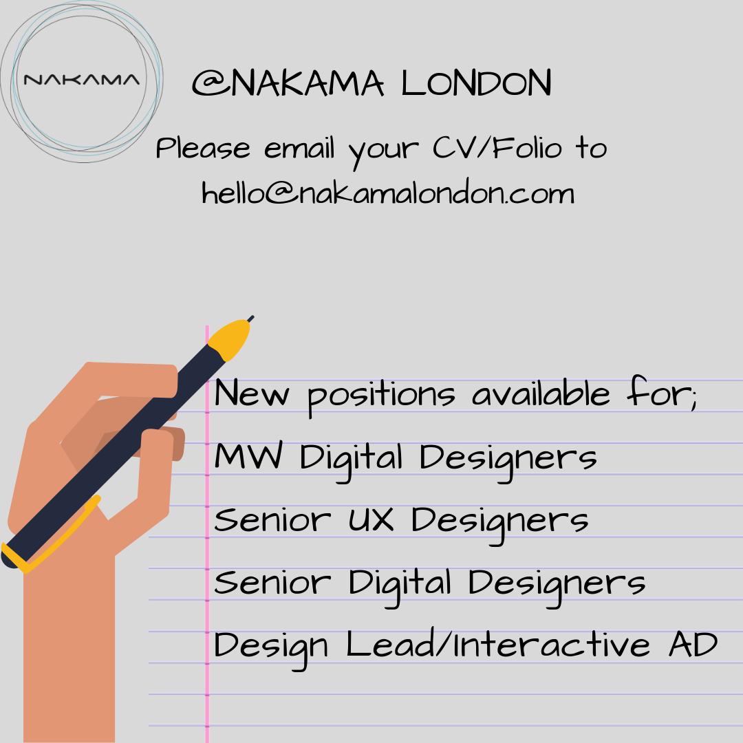 ****HOT JOBS**** <a href="/DesignDuoNAKAMA/">NAKAMA LDN'S UX, DESIGN & CREATIVE TEAM</a> get in touch