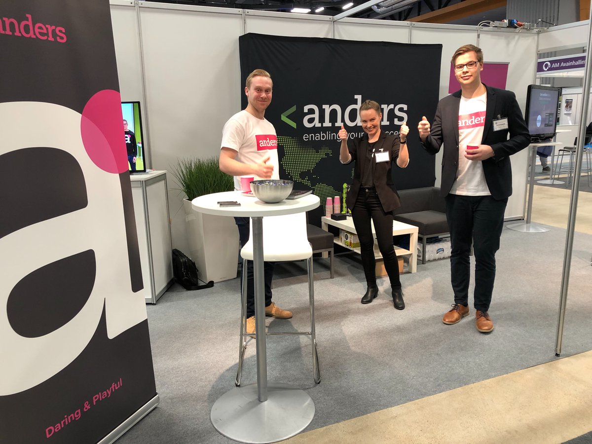 AndersInno's tweet photo. Andersilla vauhti päällä @hankintapaivat messuilla! Esittelemme mm. Varaamo -palvelua, joka saadaan monistettua avoimen lähdekoodin avulla muihin kaupunkeihin nopeasti ja kustannustehokkaasti.🔥 #weareanders #hankintapäivät @Tamperekaupunki https://t.co/n6LYq653Pc