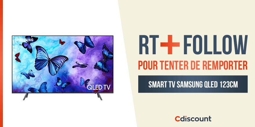 🎁 #Concours

👉 Tentez de remporter cette Smart TV Samsung QLED 123cm  : bit.ly/2uqeGhm !

🔸 Pour tenter votre chance : 
1) #RT ce tweet
2) Follow <a href="/Cdiscount/">Cdiscount</a>

TAS 04/04