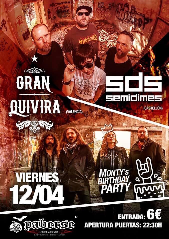 El 12 de abril estamos en el @Paberse junto a <a href="/Semidimes/">semidimes</a>. Celebraremos el cumple de <a href="/montypeiro/">Monty Peiró</a> y brindaremos por el rock! Venid!