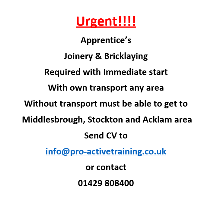 Needed ASAP contact 01429 808400