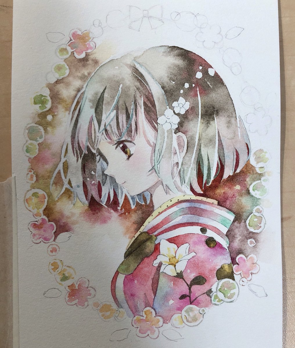 メルメリィの時 ホルベインさんにウォーターフォード水彩紙細目のサンプルを頂いたの 優子鈴 ゆこりん のイラスト