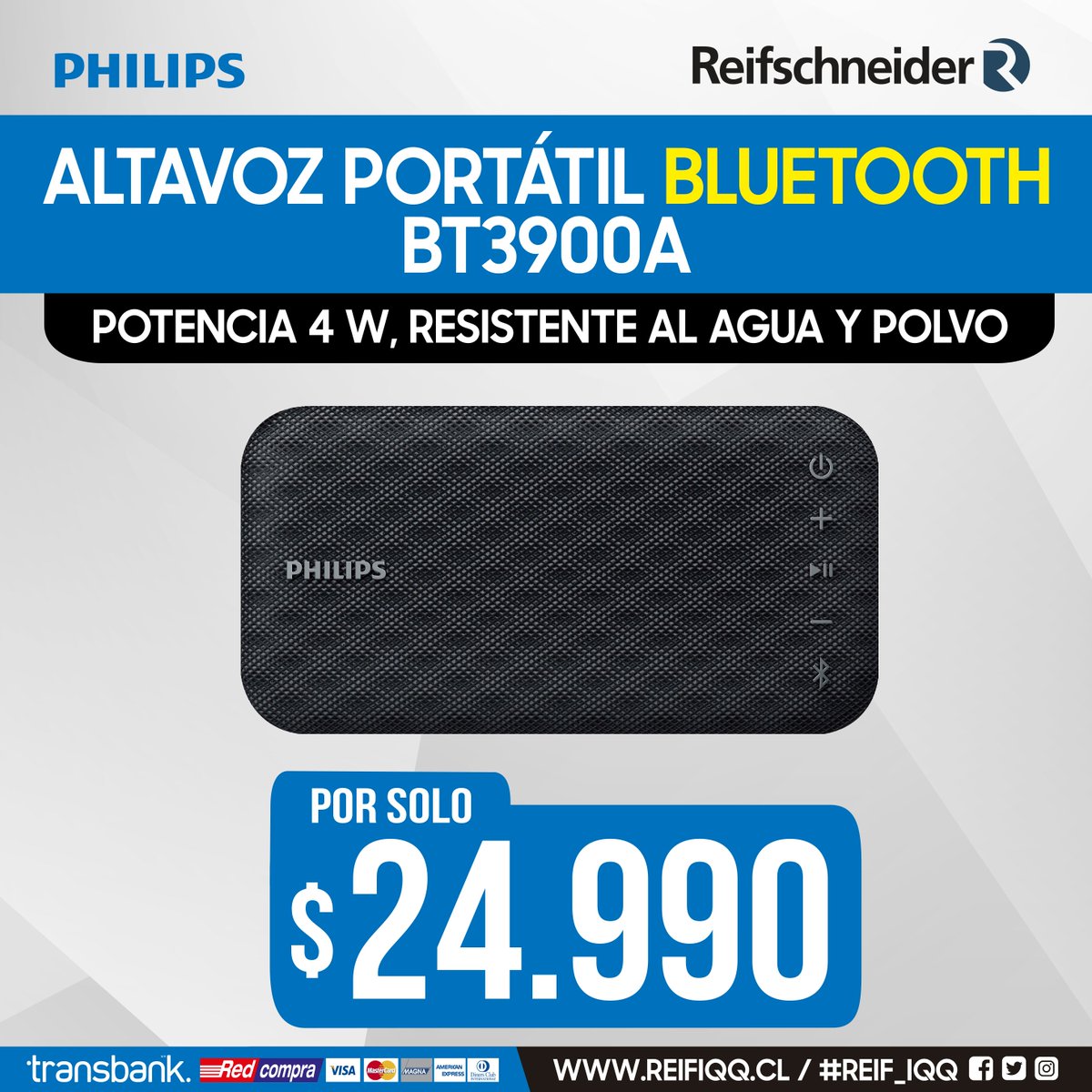 Reif_Iqq's tweet photo. 🔊 Altavoz Portátil Bluetooth #Philips  BT3900 😍 lleva tu música a todos lados con #EverPlay #speaker como el #musicneverstops .
Llévalo desde $ 24.900.-  (*Antes $ 49.990).-
#Reif_iqq #tarapaca #iquique #iquiquegram #iquiqueglorioso #instaiquique #Mallzofri #Zofri #Oferta https://t.co/UJ0LSmWADk