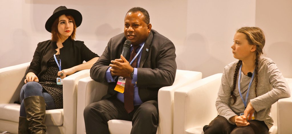 jpbrice's tweet photo. “You are never too small to change the #world 🌏.” ~ @GretaThunberg.

Great panel organized by @Connect4Climate on "Connecting to Accelerate #ClimateAction: #YouthUnstoppable" during #MDBTalks @COP24 with @slaterjk, @SeruiratuCOP23, Greta &amp; I 😀. Watch: https://t.co/J8lPdyo1Mz 🌱 https://t.co/b1VK0p7EJz