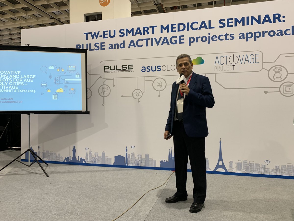 ACTIVAGEproject's tweet photo. Thanks to @TPE_SmartCity for inviting us! Proud of sharing our ambition about setting the ground for the #DigitalTransformation of #socialcare that will change the life of 100 million people in #Europe and continue exploring interesting collaborations #2019SCSE #SmartCity #H2020 https://t.co/tCwtWLSr5W