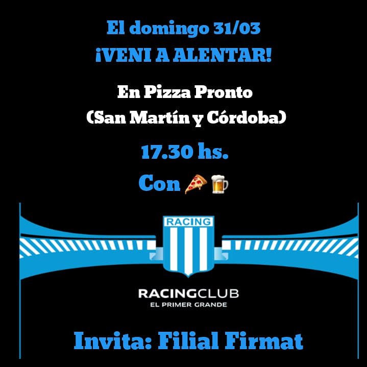 Te esperamos el domingo, vamos Racing!!!!!!!!!!!