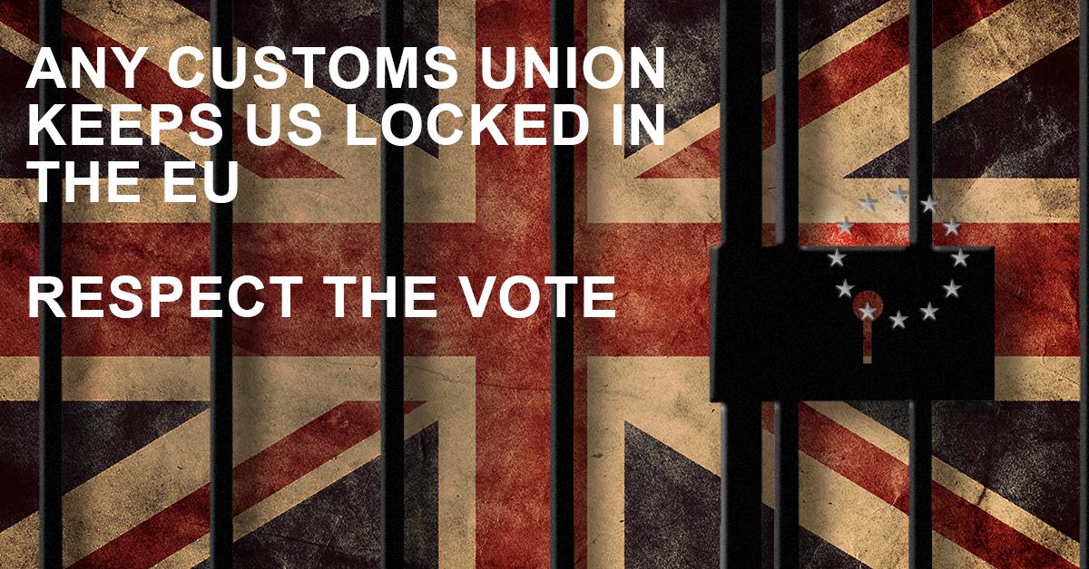 WeAreThe52's tweet photo. MPs tonight will get the chance to vote on what Brexit option they want.

Any customs union keeps us ruled by Brussels.

It is NOT Brexit! https://t.co/6kAOf4yPUJ