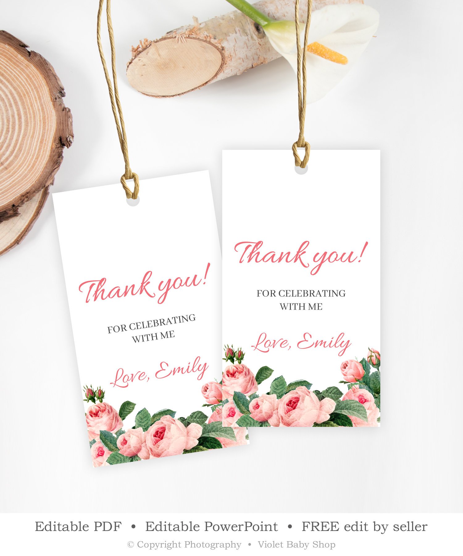 טוויטר  Violeta בטוויטר: "Blush Floral Thank You Tag Printable In Baby Shower Label Template For Favors
