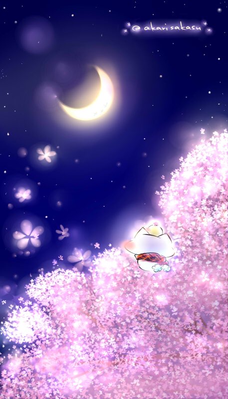 灯さかす 京都ロフト ねこ休み展in浅草橋 三日月と夜桜 桜 桜の日 さくらの日 ましまろう