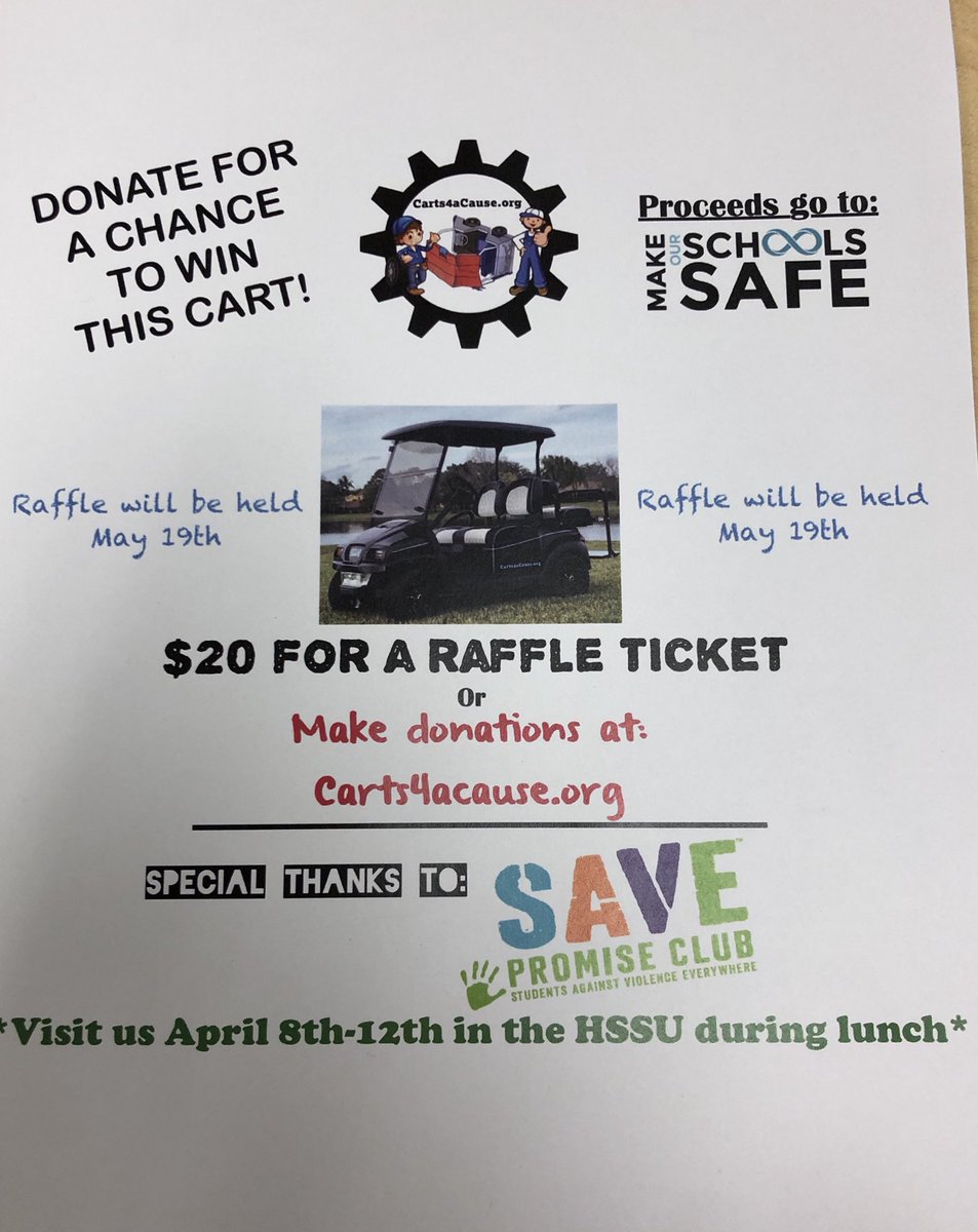 come show your support for the save promise club and the carts4acase.org April 8th-12th!! <a href="/NBPSEagles/">North Broward Prep</a> @nbsavepromise