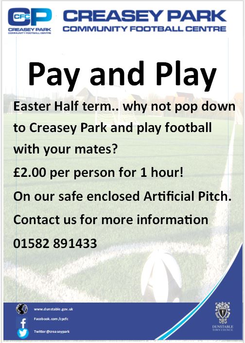 #Dunstable #Football #Easterhalfterm #payandplay #DunstableTownCouncil