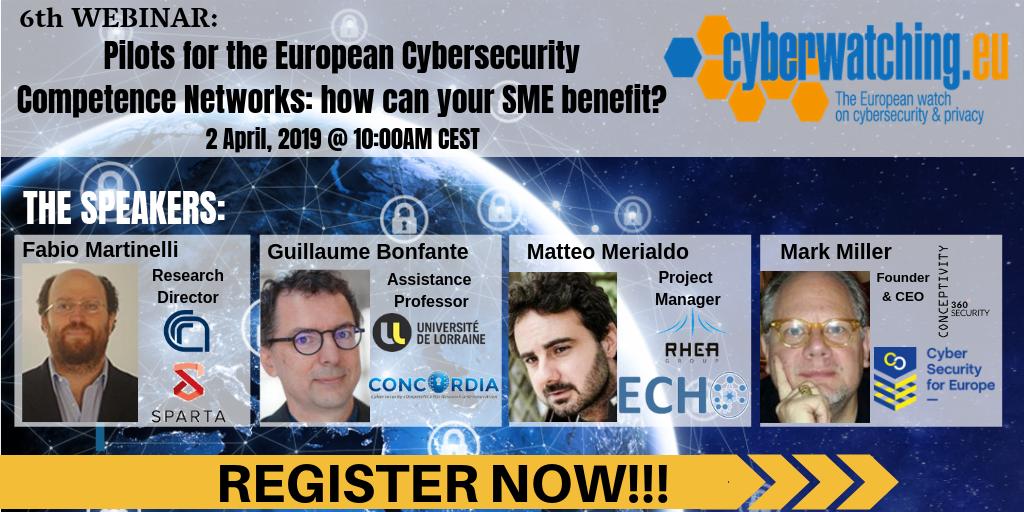 cyberwatchingeu's tweet photo. Come & join the #Cyberwatching #Webinar & learn the overview of tools & services that the 4 pilot projects for the #Cybersecurity #CompetenceNetwork have to offer to help #SMEs - both #cybersecurity users and providers.
REGISTER NOW!👉https://t.co/3s7VdqFj2K
Meet the SPEAKERS👇 https://t.co/b0S4T7k9nw