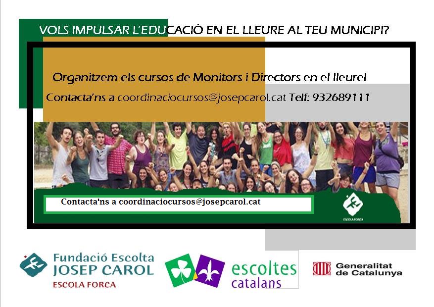 escolaforca's tweet photo. Des de  #EscolaFORCA estem programant els cursos per aquesta primavera i estiu 2019! Si us interessa programar  formació en el lleure, estem a la vostra disposició https://t.co/mQuH7oeisR
#edulleure #formacioamida #transformaciosocial #educacioenvalors #fejc https://t.co/eS2VDVY2kO