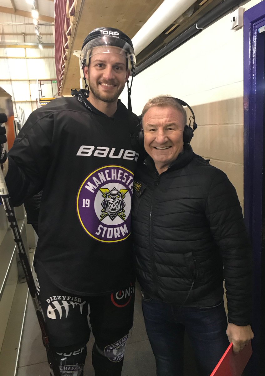 We have been on <a href="/BBCRadioManc/">BBC Manchester</a> this morning to raise awareness around Testicular Cancer! The Alexandra Hospital is proud to be the healthcare partner for <a href="/Mcr_Storm/">Manchester Storm | #TakeShelter</a> and pictured below is Félix-Antoine Poulin with legendary broadcaster Mike Sweeney. 😀