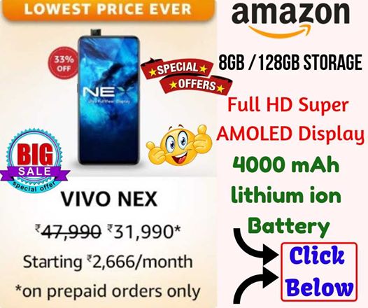 technews_hsi's tweet image. Vivo Nex 8GB RAM
Contact seller
Vivo Nex 8GB RAM/128GB Storage is on SALE
Amazon Link- amzn.to/2HLLhHk
Amazon Link- amzn.to/2yYHkLK
(Click on this link to get discounts on all the products on Amazon)
@Vivo_India @amazonnews @TechnicalBit @indianews18